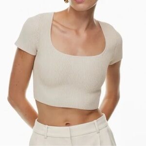 BABATON SCULPT KNIT CROPPED TEE